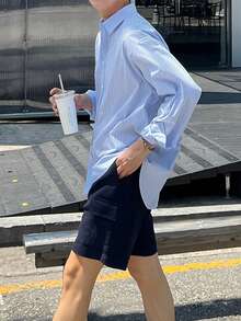 DAZY Men's Striped Long Sleeve Shirt And Shorts Set, Summer - Multicolor - View 5