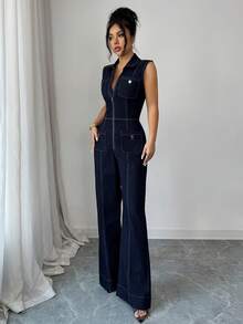 Elenzga Women Denim Overalls & Jumpsuits - Dark Wash - View 5