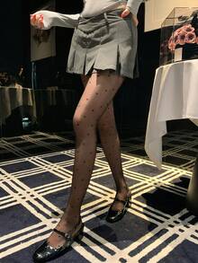 DAZY Fashionable Casual Heart Mesh Women's Leggings - Black - View 3