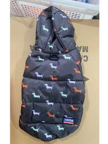 1pc Dog Print Pet Jacket, Suitable As A Gift For Pet Owners - Black - View 11