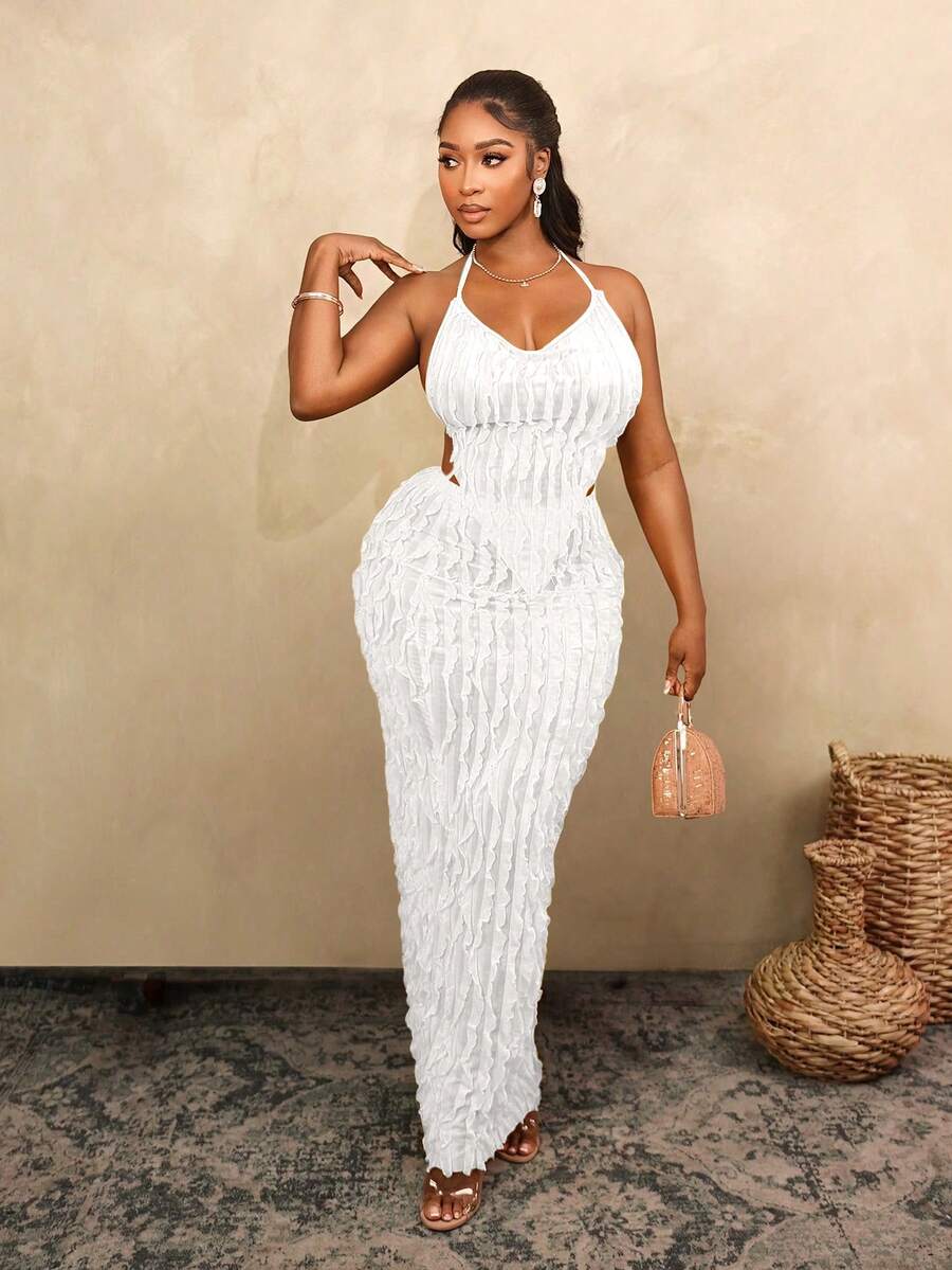 BamGleam 女士性感纯色露背吊带上衣和半身裙两件套，夏季，夏季服装，夏季上衣，夏季服装，女士夏季服装，夏季度假服装，女士夏季服装，沙滩裙，沙滩半身裙，女士沙滩服装，女士度假服装，女士度假服装，夏季度假服装，度假，假日，女士度假服装 - 白色 - 查看 1