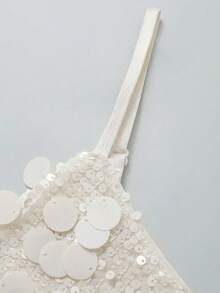 SHEIN BAE 女士亮片吊带露背系带性感优雅鸡尾酒会礼服，适合夜店、派对、正式场合、圣诞节等场合。 - 杏色 - 查看 3