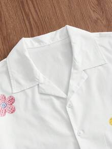 Manfinity Unisex Áo sơ mi nam tay ngắn in họa tiết hoa, kiểu dáng thời trang thường ngày, thích hợp cho mùa xuân/hè. - trắng - Xem 4