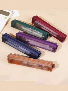 1/2/3个装极简透明网眼铅笔盒，学生考试用品收纳袋，迷你方形收纳袋，返校季必备，学习用品，铅笔袋，书包 - 黑色 - 查看 15