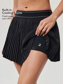 OutZeal 女士休闲健身褶皱网球裙裤 - 黑色 - 查看 2