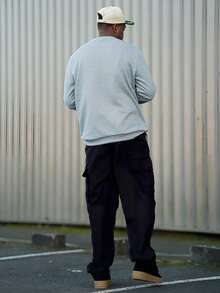 Heavens Edit Men's Abstract Line Pattern Print Crew Neck Sweatshirt, Street Style, Autumn/Winter, Long Sleeve Top - Grey - View 2