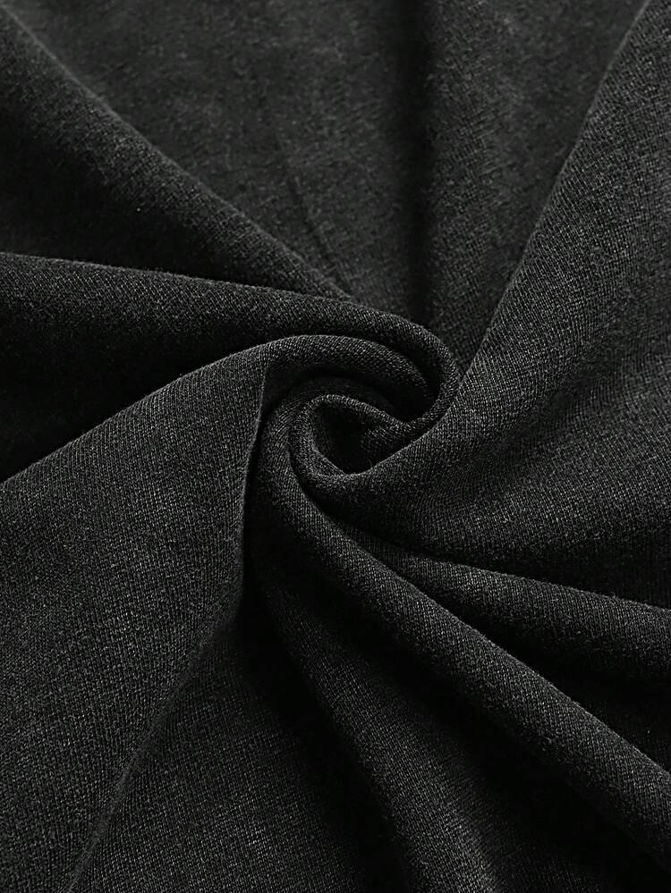 Manfinity Joysei Camiseta de manga corta de cuello redondo holgada y casual de hombros caídos para hombre, verano - Negro - Añade 5