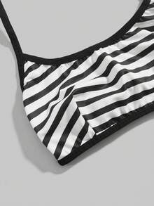 ROMWE Goth 3pcs Casual Striped & Polka Dot Halter Neck Camisole - Multicolor - View 3