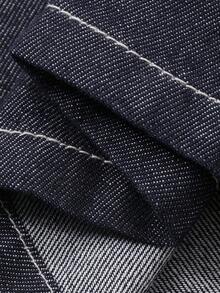 FRIFUL 女士深V领荷叶边下摆抽绳腰吊带背心和阔腿牛仔裤套装 - 藍色 - 查看 3