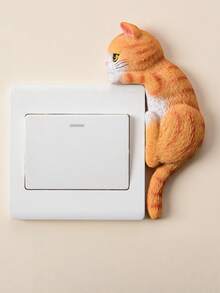 Cute Pet Simulation Cat 3D Resin Double Switch & Socket Panel Sticker, Wall Defect Concealing Decorative Decal For Home Use - Multicolor - View 9
