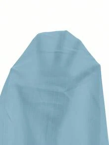 SHEIN Frenchy 女士休闲纯色前扣荷叶边连衣裙，夏季 - 藍色 - 查看 7