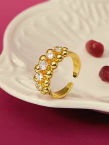 Glisma Women Open Ring,Old Money,Outfits,Classy,Metallic/Texture,Elegant,Fall/Autumn/Winter,Premium,For Mom/Women/Girl/Mother,Vintage,Gold,Gemstoneold Money,Outfits,Classy,Metallic/Texture,Vintage,Elegant,For Mom/Women/Girl/Mother,Gemstone,Heart,Valentine's Day,Gold,Easter,Travel/Beach/Vocation,Boho,Grunge - Gold - View 1