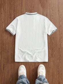 Manfinity Unisex Áo polo nam tay ngắn thêu chữ, kiểu dáng thường ngày, thích hợp đi làm. - trắng - Xem 2