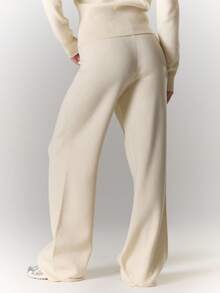 MUSERA 针织直筒裤（仅下装）冬季居家休闲舒适工作可爱优雅休闲时尚春季款 - 奶油色 - 查看 3