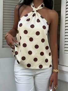 Muchica 女士波点印花时尚露背吊带背心，适合外出、街头穿搭、Y2K风格服装，波点上衣 - 彩色 - 查看 3