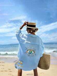 Vaclyn Women's Loose Fit Sequin Embellished Midi Dress, Versatile Long Sleeve - Baby Blue - View 2