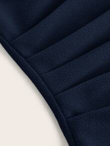 SHEIN Essnce Women's Simple Elegant Ruched Waist Tube Top, Suitable For Summer Navy Tube Top Tube Tops Women Strapless Top Women Tube Top Navy Top - Navy Blue - View 3