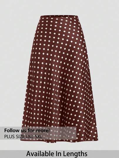 SHEIN Tall CURVE Plus Size Elegant Polka Dot Print A-Line Skirt, Suitable For Commuting Summer Outfits For Women  Weddings & Events