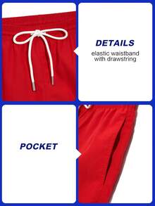 Horizaway Pantalones cortos de playa con cordón y bolsillo, transpirables para hombre - Rojo - Ver 6
