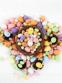 Easter Egg Hanging Decorations Set Of 24 - Colorful Plastic Eggs For DIY, Party, Tree & Spring Festival Decorating - Multicolor - View 3