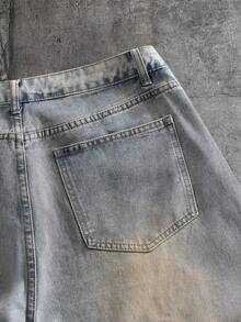 AXEPEAK Men's Washed Wide Leg Pants, Embroidered Fashion Trousers - Blue - View 6