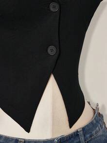 SHEIN ICON 女士时尚性感龙纹网纱拼接T恤，夏季 - 黑色 - 查看 9