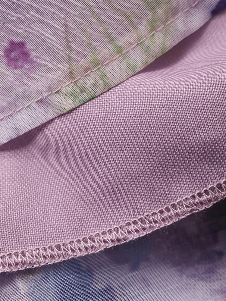 Flare Sleeve Vacation Allover Print Elegant Waist Midi Dress For Women Sundress