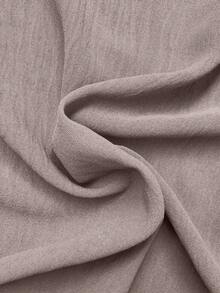 EMERY ROSE 2pcs Women Casual Loose Retro Linen Top And Pants Set - Coffee Brown - View 4