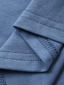 Dazy Kids Áo thun ngắn tay cổ tròn in chữ cho bé trai tuổi teen, kiểu dáng thường ngày, đa năng, thích hợp mặc mùa hè. - Màu xanh lam - Xem 8