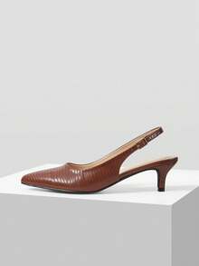 Mnmlis Women's Pointed Toe Buckle Design Everyday Versatile Fashion High Heels - Brown - View 3