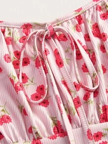 SHEIN EZwear Đầm ngắn ôm sát màu hồng gợi cảm với dây đeo mảnh, thích hợp cho mùa hè. - Hồng - Xem 3