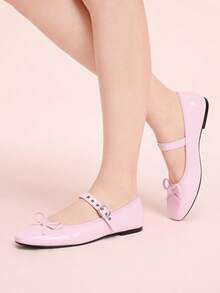 CUCCOO DOLLMOD Round Toe Comfortable Pink Bow Fashionable And Elegant Women's Flat Shoes Spring Shoes Spring Break Easter - girl powder - View 3