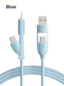 Teckwe 4 In 1 Charging Cable Fast Charging, Liquid Silicone 1M, Multi Charging Cable With 4 Interfaces That Can Be Freely Converted And Transferred While Charging, Suitable For Mobile Phones, Tablets, USB C Cable - Multicolor - View 10