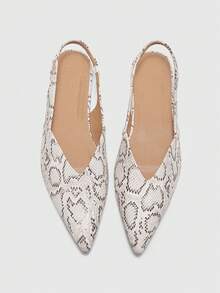 CUCCOO BIZCHIC Snake Skin Mule Slippers, Grey & White Textured Minimalist Pointed Toe, Suitable For Commuting And Dating, Low-Key Wild Vintage High-End Feel - snake pattern - View 7