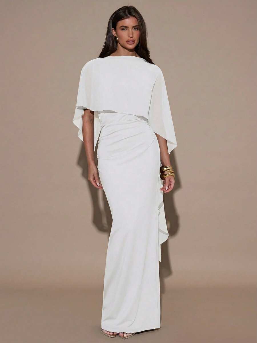 SHEIN BAE Women's Solid Color Fashionable Design Fitted Elegant Summer Dress - White - View 1