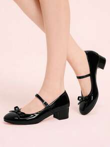 CUCCOO DOLLMOD Fashionable Bow Decor Women's High Heels, Lolita Style Princess Shoes, Cute Pink High Heels Valentine's Day - Black - View 3