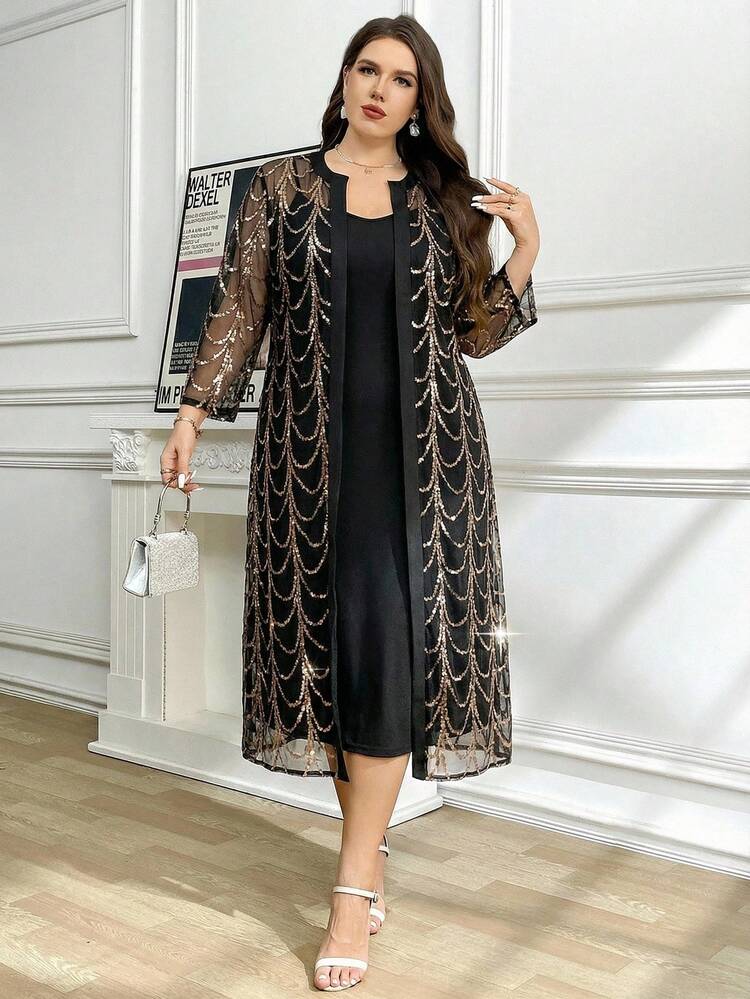 slim fit dress slacks Black Knit Long Sleeve Nala Dress w/ Gold Shank Buttons main image 1