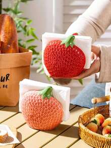 Joivida Strawberry-Shaped Ceramic Desktop Tissue Holder Household Hotel Restaurant Cafe Tissue Stand Stylish Tissue Storage Rack - Multicolor - View 10
