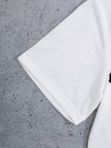 Rick and Morty X SHEIN 男士休闲字母卡通图案圆领短袖T恤，夏季款 - 白色 - 查看 4