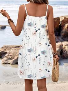 Sylviya Ärmlös stickad miniklänning med blommönster, sommar, dam - Multifärgad - Visa 2