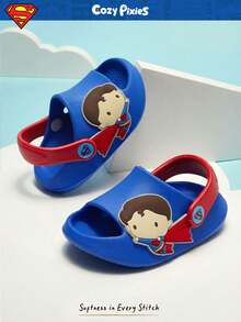 SUPERMAN X Cozy Pixies 1 双时尚百搭 DC 超级英雄可爱露趾防滑透气镂空拖鞋，男婴鞋，适合室内外穿着 - 藍色 - 查看 4