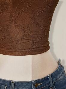 SHEIN ICON 女士Y2K时尚修身休闲露背上衣 - 咖啡棕 - 查看 9