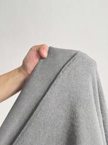 Enliva 大码女式长款连帽卫衣，带口袋细节，保暖内衬，长袖宽松版型，适合秋冬季节，苹果型圆身身材 - 灰色 - 查看 7