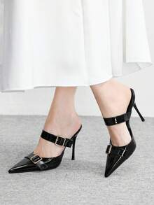 CUCCOO BIZCHIC Women's Pointed Toe Buckle Design Everyday Versatile Fashion High Heels - Black - View 3