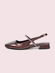 CUCCOO DOLLMOD 女士黑色亮面漆皮平底玛丽珍鞋，方头设计，方便穿脱，适合通勤、约会、聚会、购物、圣诞节等场合。 - 銅色 - 查看 7