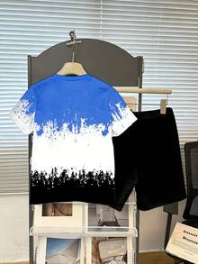 Playful Pals Young Boy Numeric Print Round Neck Short Sleeve T-Shirt And Shorts Casual Set - Multicolor - View 3