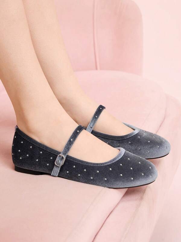CUCCOO DOLLMOD 丸トウ ローバンプ バックル、ソフトソールシューズ、レディースフレンチレトロスリッポン、リベットグランマシューズ、レディースファッション多用途マリージェーンバレエシューズ バレンタインデー
