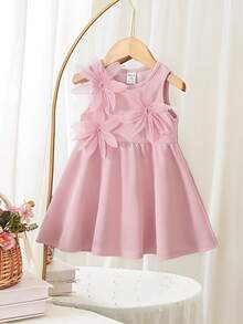 SHEIN Babygirl Elegant & Cute Floral Print Sleeveless Summer Dress, Pink - Pink - View 1