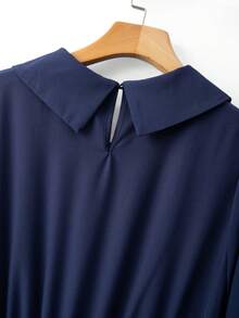 GlowEve CURVE 大码女式蓝色系带优雅长裙，精致优雅的贵族风格休闲羊毛混纺通勤连衣裙，适合毕业典礼、节日、情人节、音乐节、母亲节、万圣节、感恩节、复活节、国庆节、舞会、约会、派对、婚礼、郊游等场合。 - 藏蓝色 - 查看 5