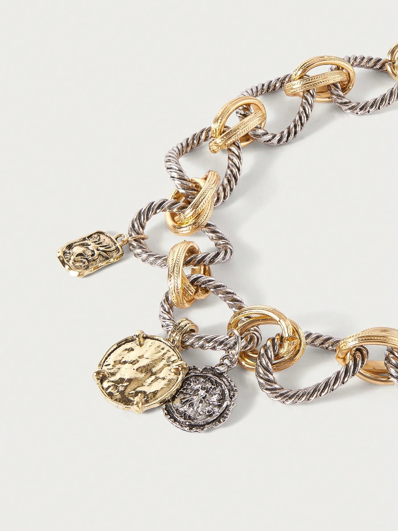 Glisma Collar de cadena personalizado, material de aleación, diseño de insignia para mujer, collar de moda, collar geométrico con patrón en O, casual para todo - Dorado - Ver 6